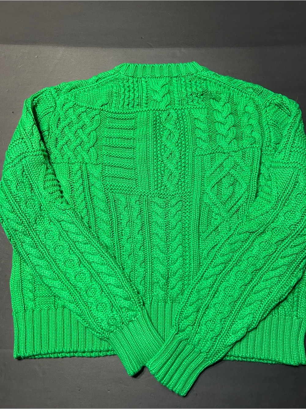 Vintage Polo by Ralph Lauren Green Cable Knit Crewneck with American Flag - Picture 2 of 16